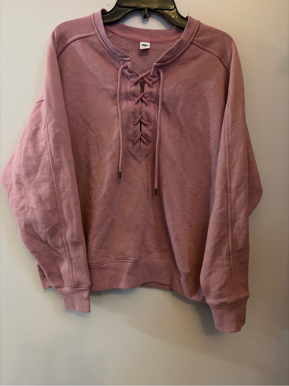 Old Navy Lace-Up Pullover Sweatshirt - Mauve Pink